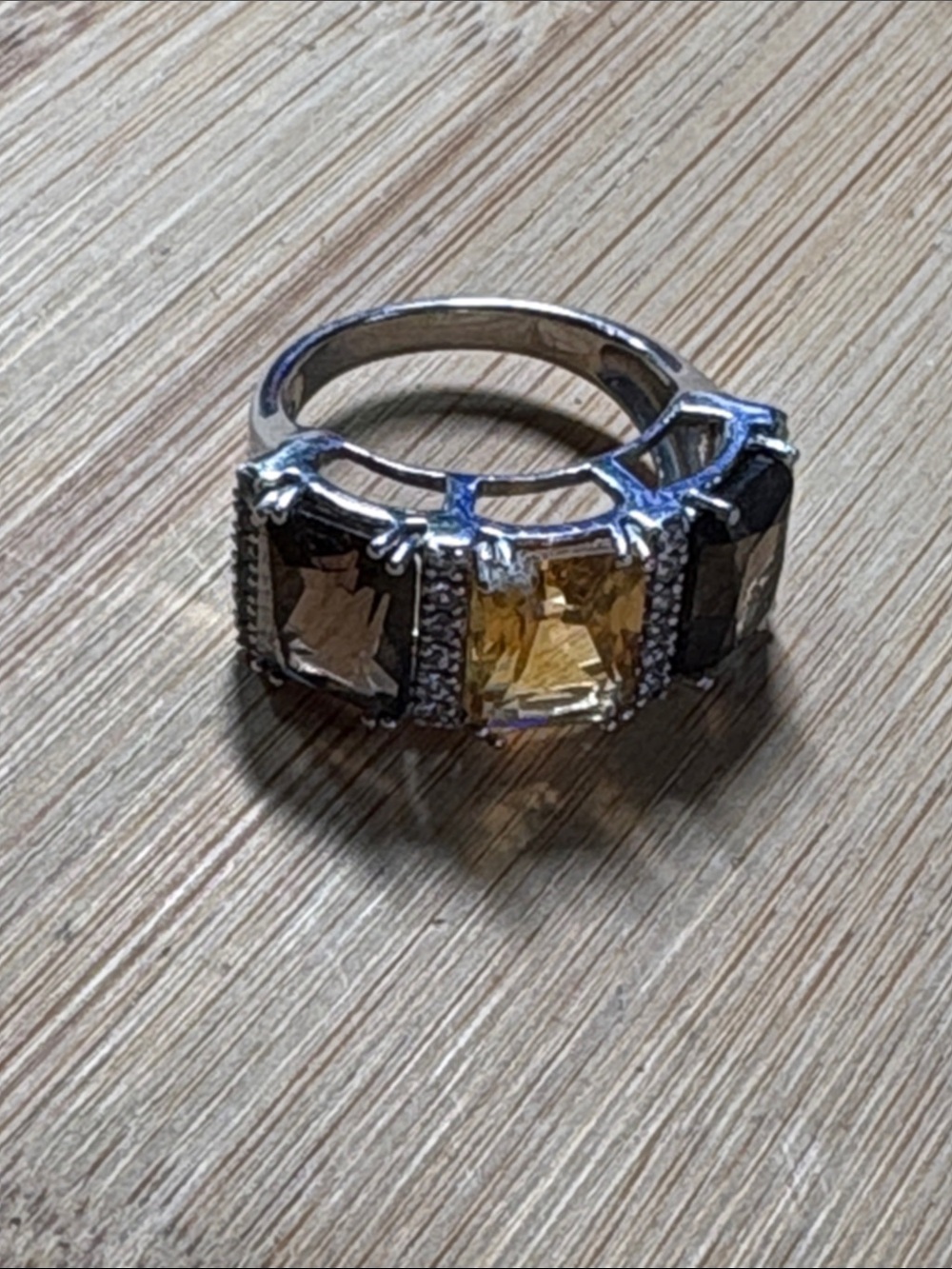 9ct Yellow Gold Natural Tourmaline / Natural & Diamond Ring with Valuation -8.25